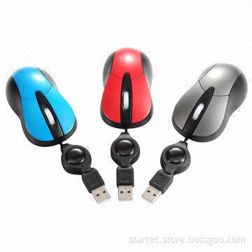 Mini Retractable Optical Mice, USB retractable cable mini optical mouse